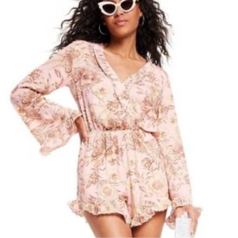 Agua Bendita X Target Floral Romper Resort Boho 2X Ruffle Flare Sleeve Coquette